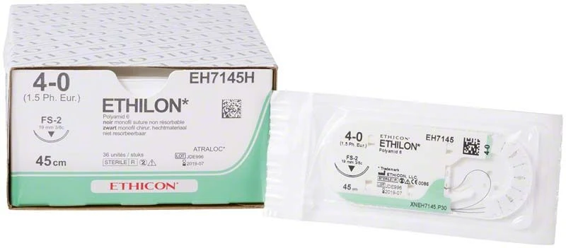 ETHILON Nylon Suture 4-0 schwarz 15 FS-2